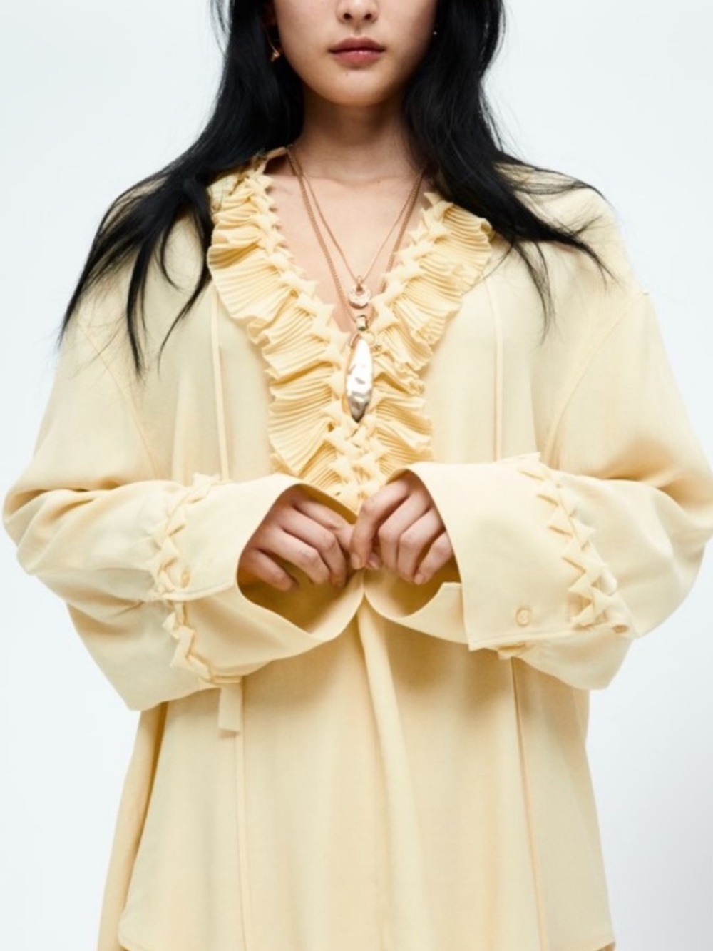 Butter yellow viral ruffle top tunic
